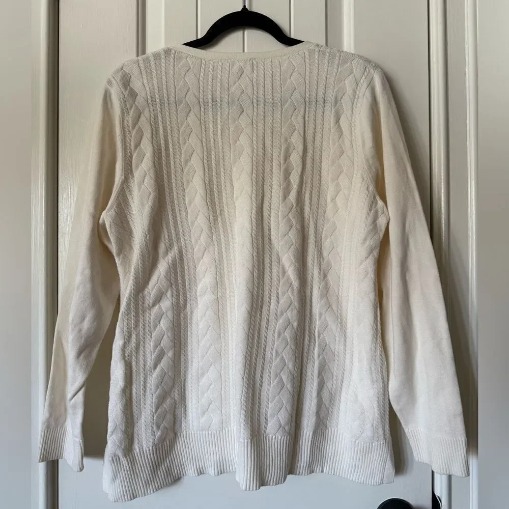 Talbots Cream Cable Knit Sweater Size Large